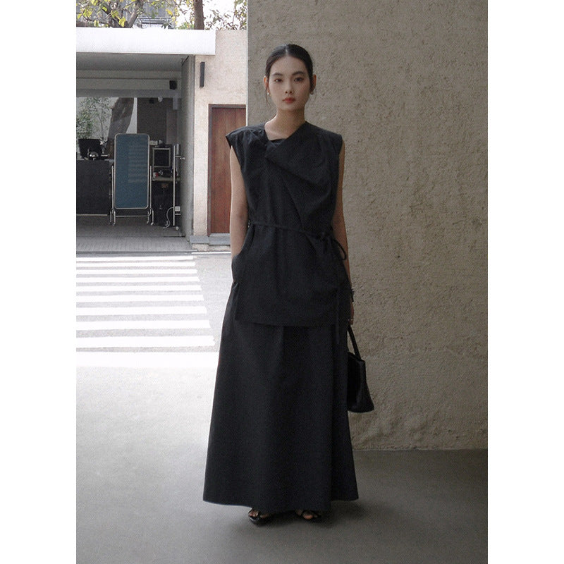 Dame elegant indpakningsoberste med innovativ drapering Stilla