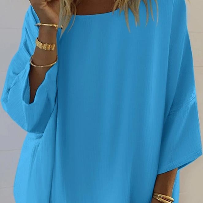 Dame stilfuld oversized bluse skjorte med afslappet snit og mange bære muligheder Stilla