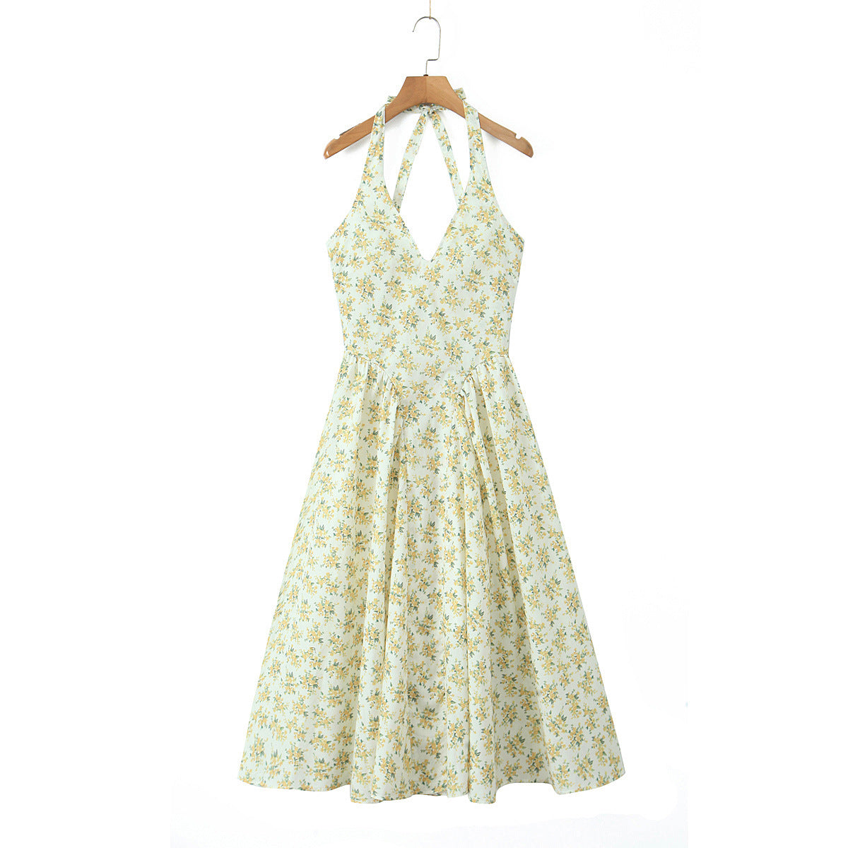 Dame A-line kjole med dyb V-udskæring og svingende nederdel Stilla