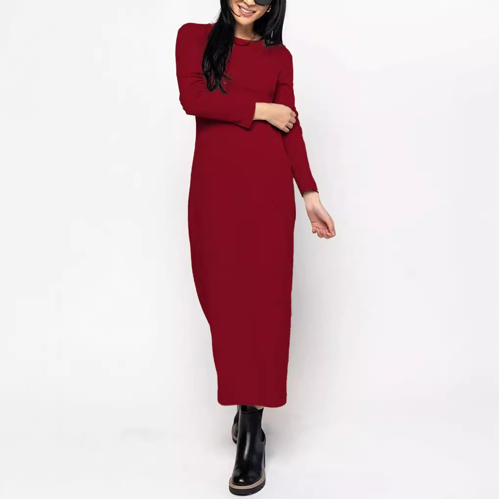 Dame afslappet langærmet maxikjole i hudvenlig bomuld Stilla