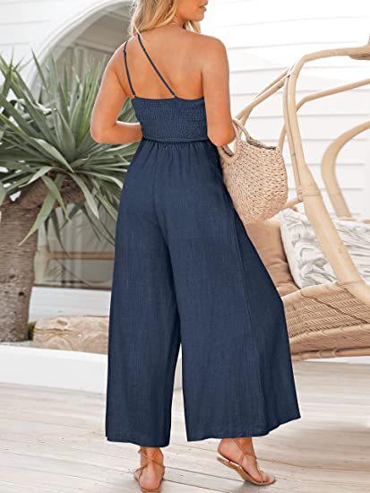 Stilla | One Shoulder Bred Ben Fast Farvet Jumpsuit