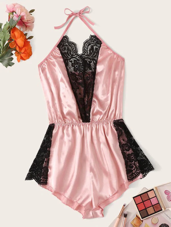 Dame Satin Spids Jumpsuit Sæt Stilla