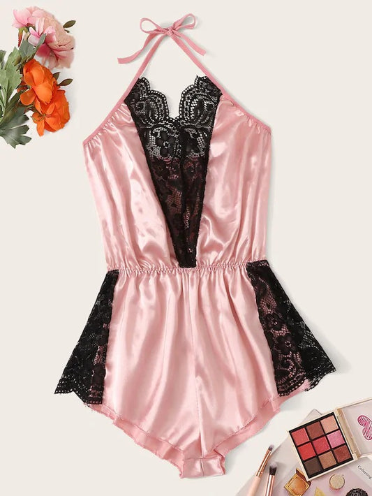 Dame Satin Spids Jumpsuit Sæt Stilla