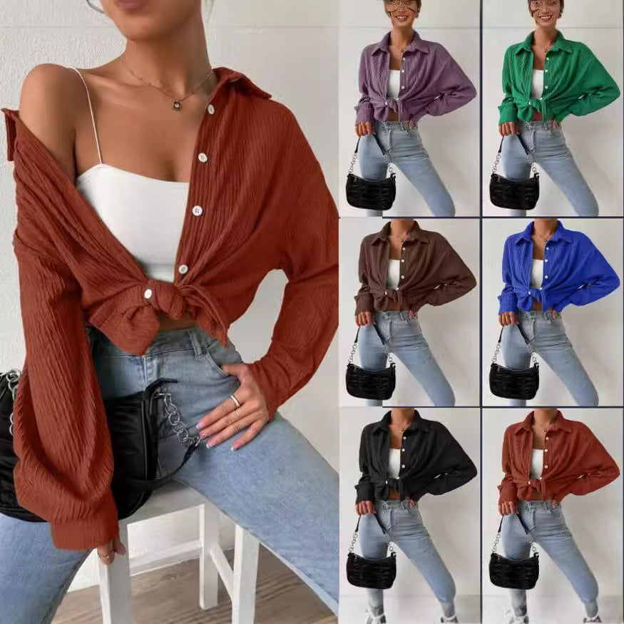 Dame afslappet langærmet skjorte med struktureret design Stilla