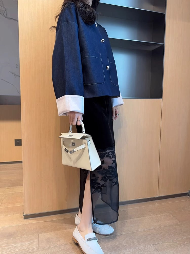 Dame Denim-jakke med elegante detaljer og praktiske lommer Stilla