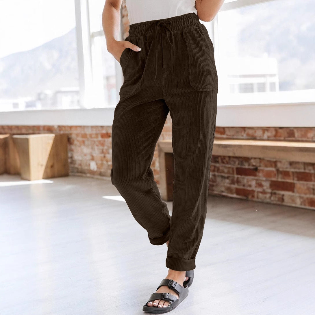 Dame Afslappet Pasform Cordbukser Stilla