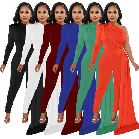 Dame elegant heldragt med asymmetrisk snit og volumøs detalje Stilla