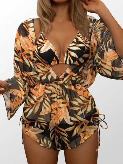 Dame badetøjssæt med legesnit og blomsterdesign Stilla