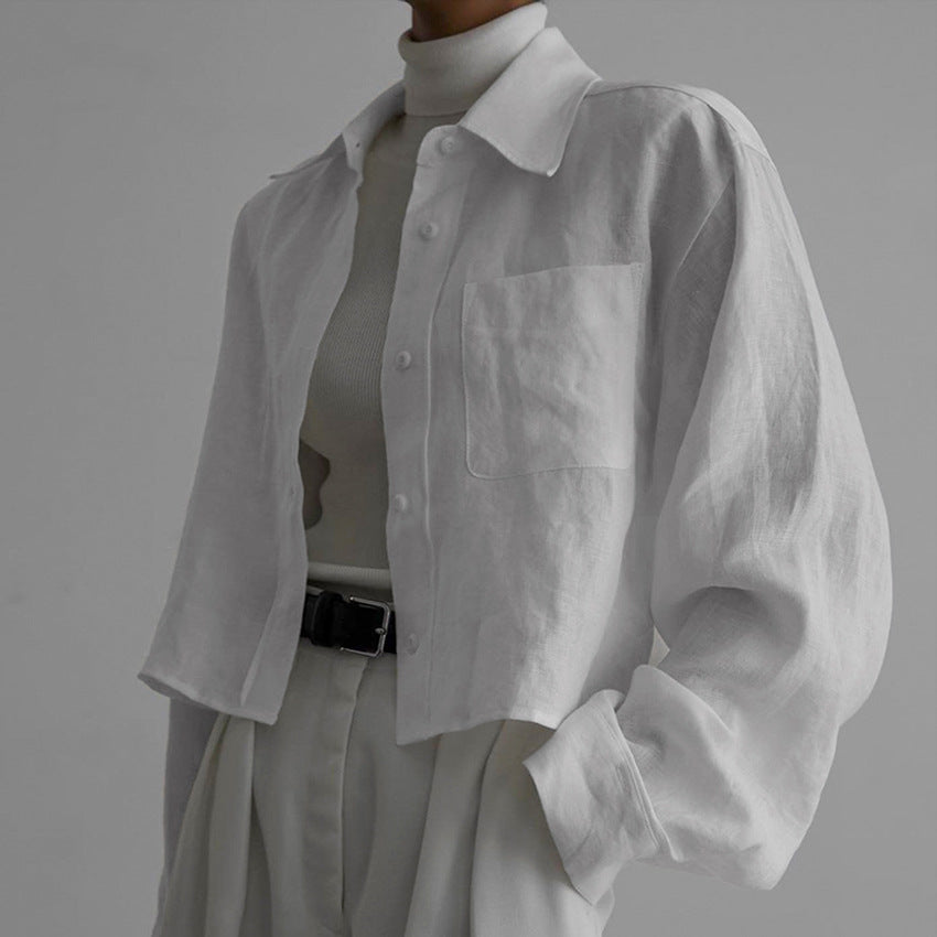 Dame afslappet skjorte-bluse i let linenmix Stilla