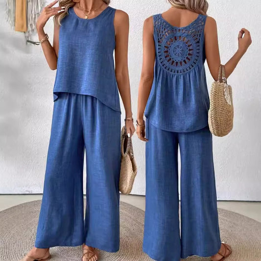 Dame luftig jumpsuit med bred ben og raffineret snit Stilla