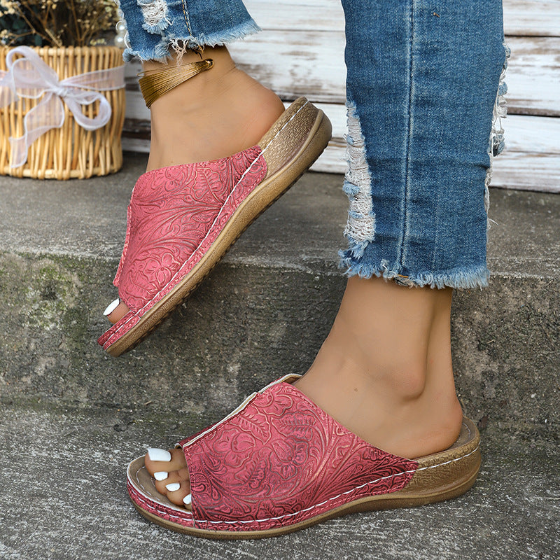 Dame åbne pantoletten med blomstret design Stilla