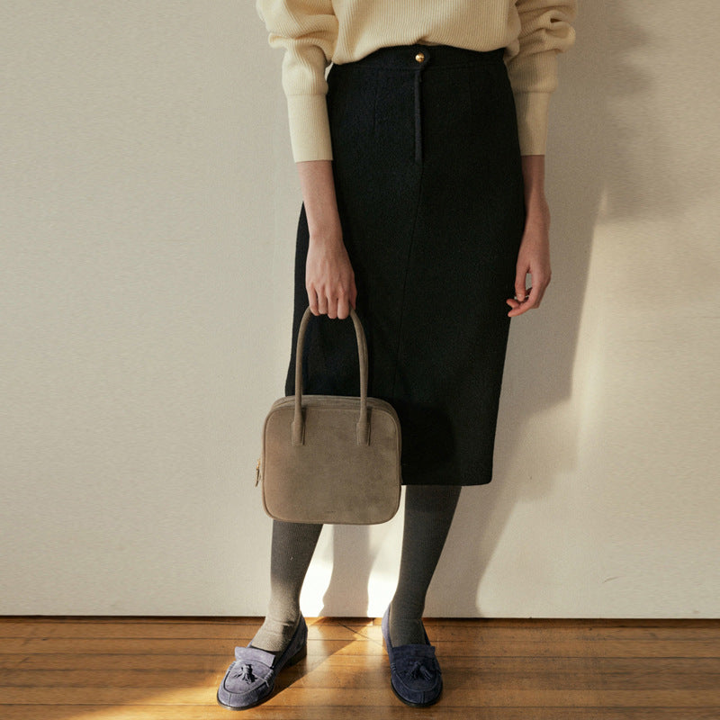 Dame Elegant blyantskørt med fint strukturmønster Stilla