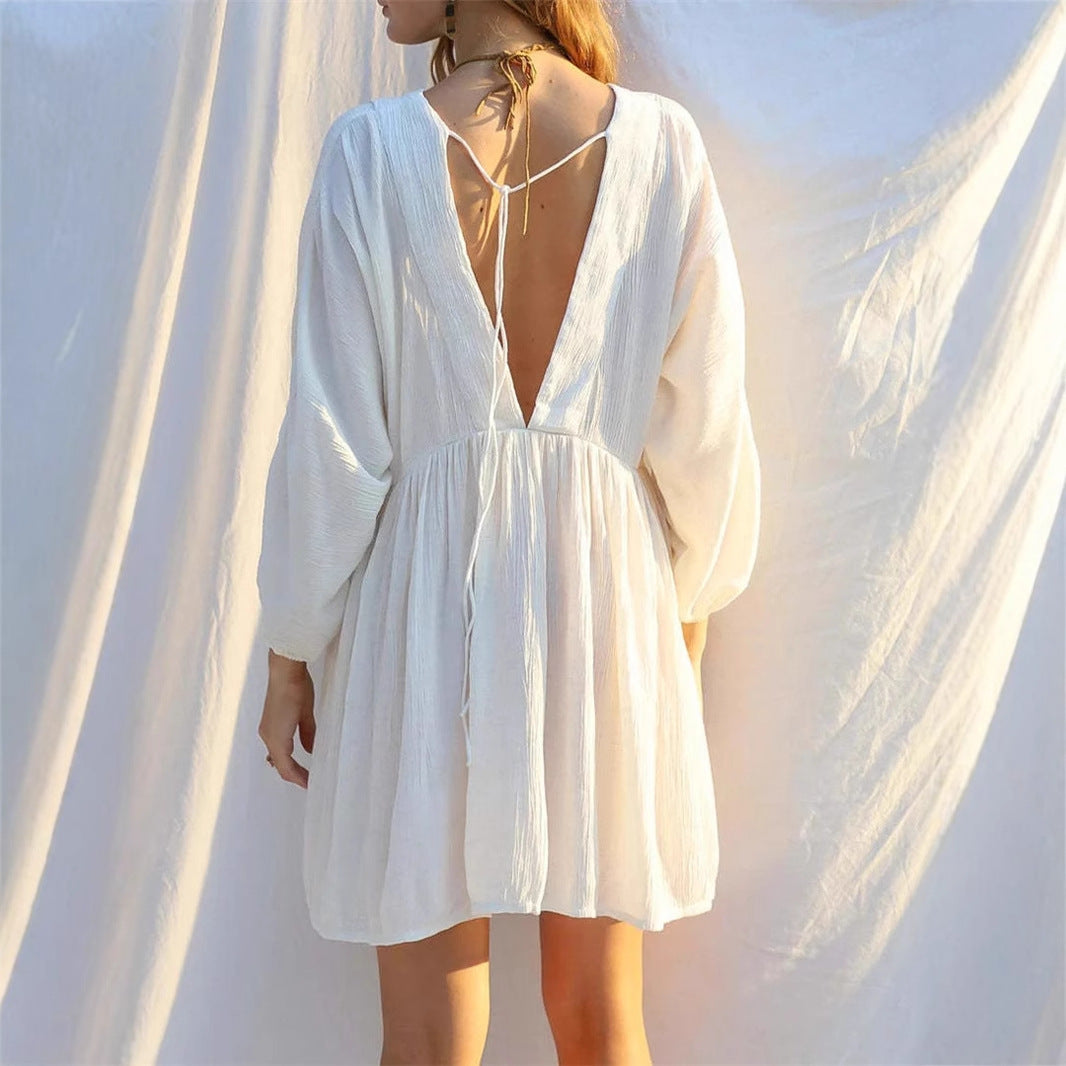 Dame afslappet og luftig kjole med V-hals Stilla