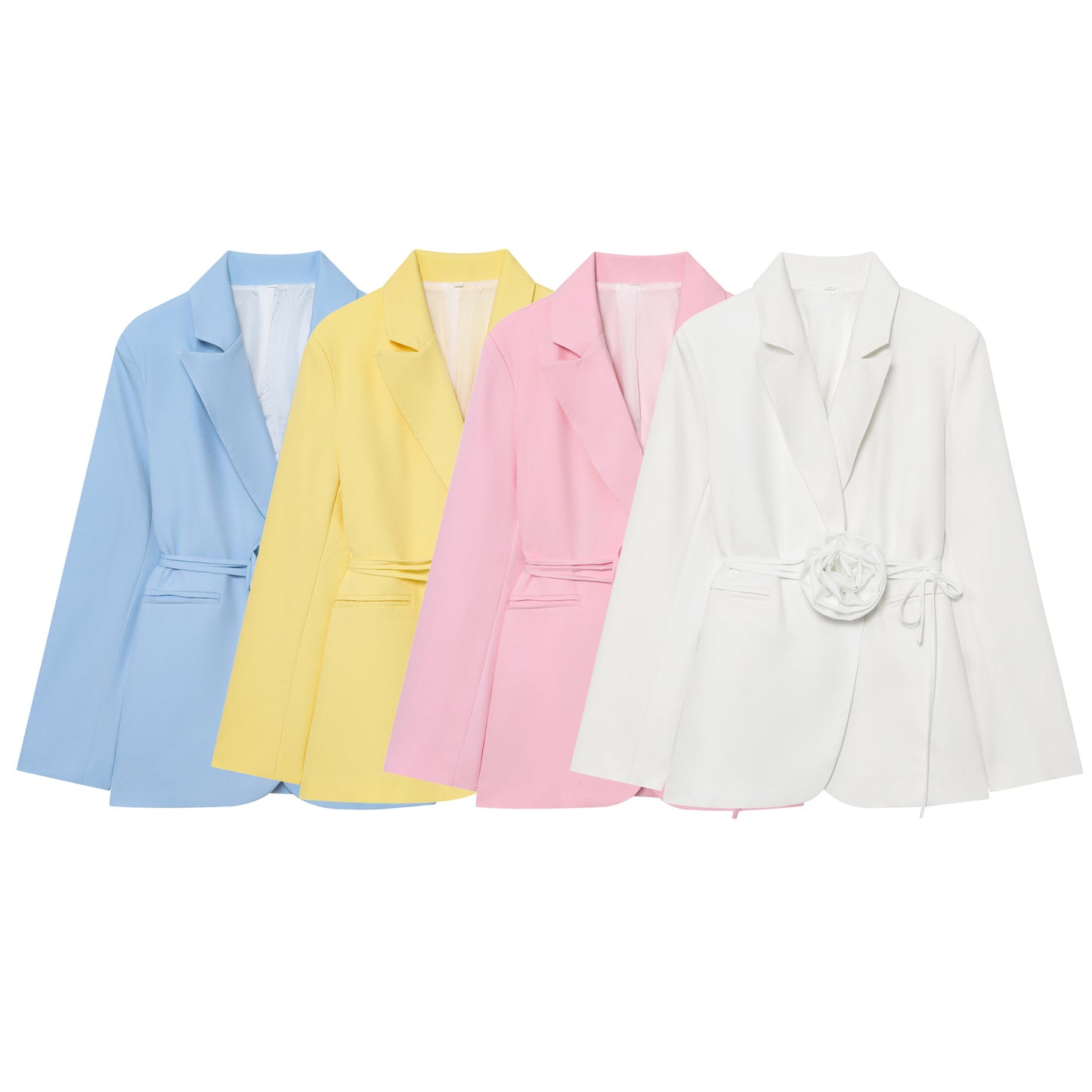 Dame Elegant Blazerjakke med Blomsterapplikation og Taljeret Snit Stilla