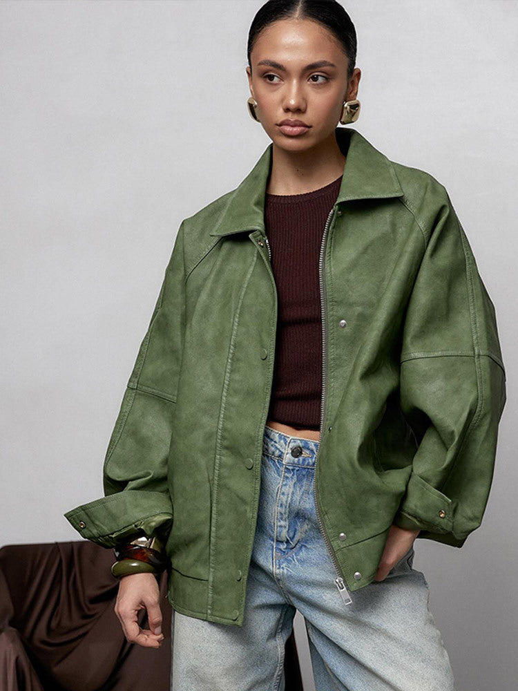 Dame afslappet oversized jakke lavet af vegansk ruskind Stilla