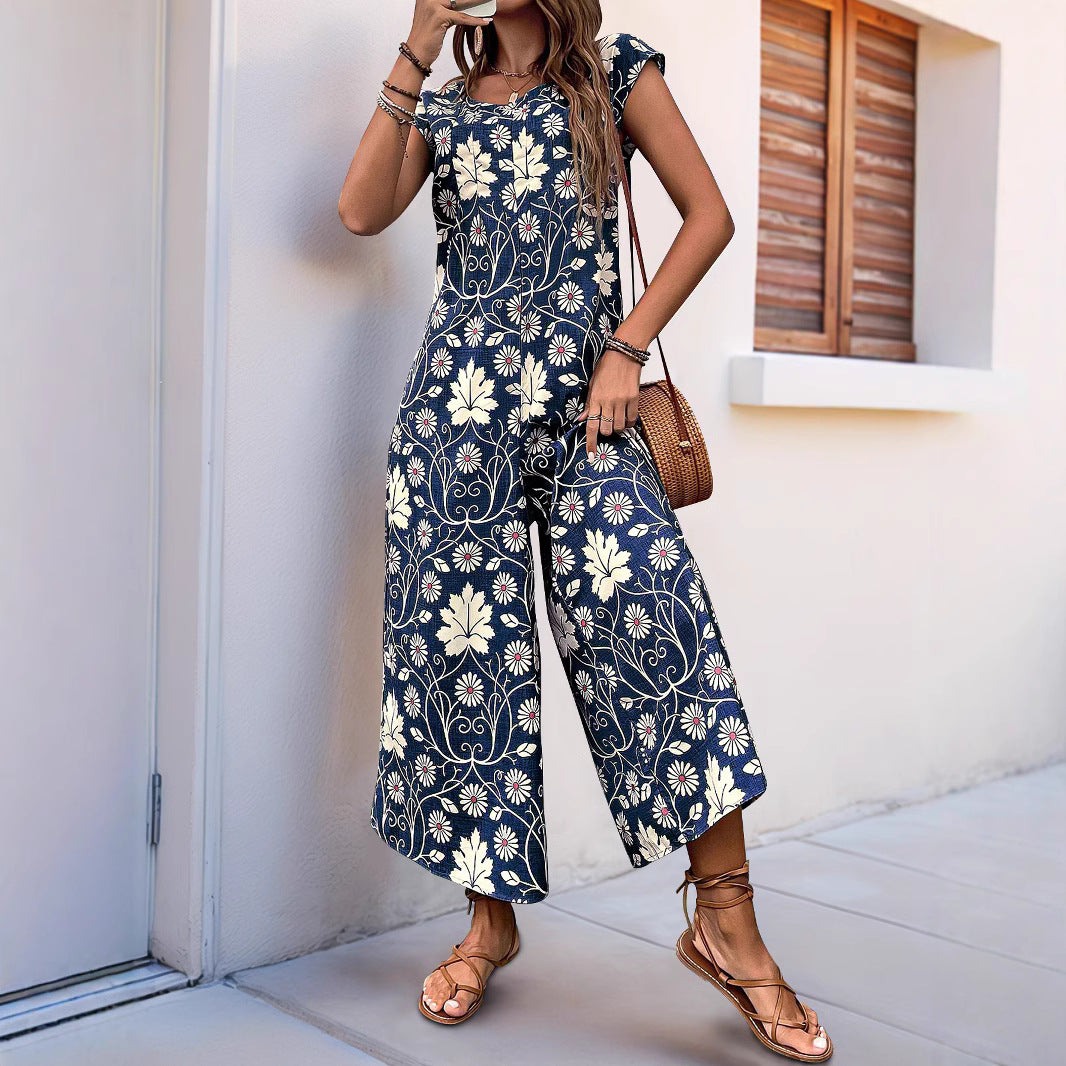 Dame jumpsuit med florale mønstre og bred pasform Stilla