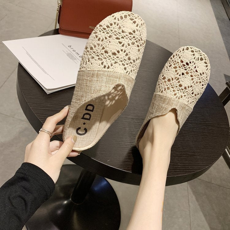 Dame åbne slippers med filigran hækledesign og komfortabel sål Stilla