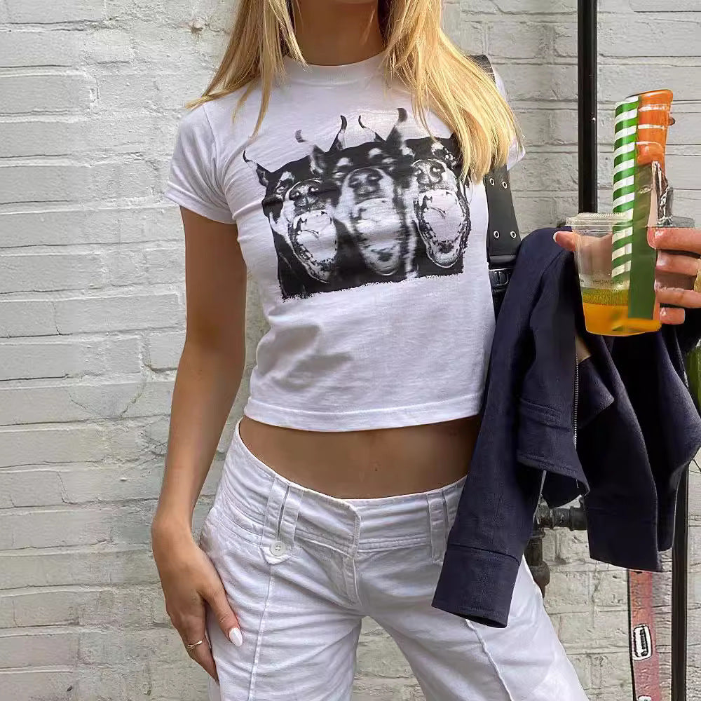 Dame Crop-Top med unikt dyremotiv og afslappet snit Stilla