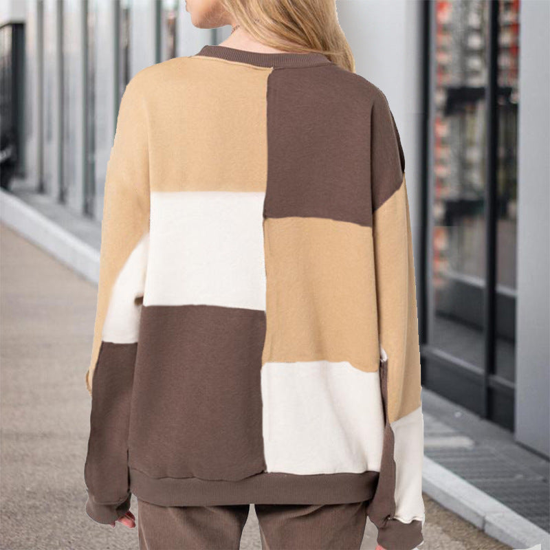 Dame afslappet oversized sweatshirt med farvekontrast design Stilla