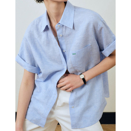 Dame afslappet skjorte bluse i let bomuldsblanding med praktiske lommer og moderne snit Stilla