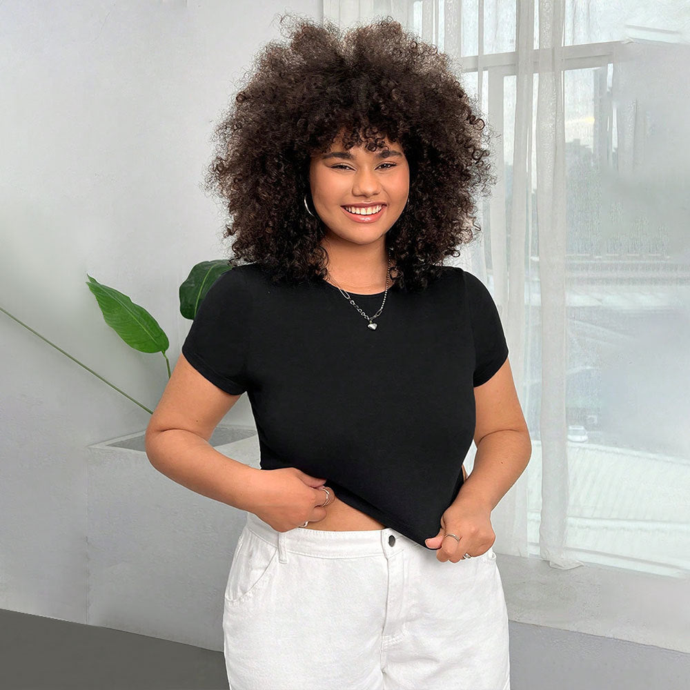 Dame cropped T-shirt med høj talje og behagelig pasform Stilla