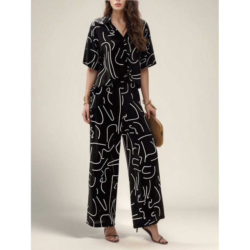 Dame Abstract Print Lounge Sæt Stilla