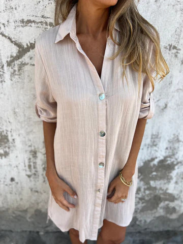 Dame afslappet skjortekjole lavet af kvalitet viscose-blanding Stilla