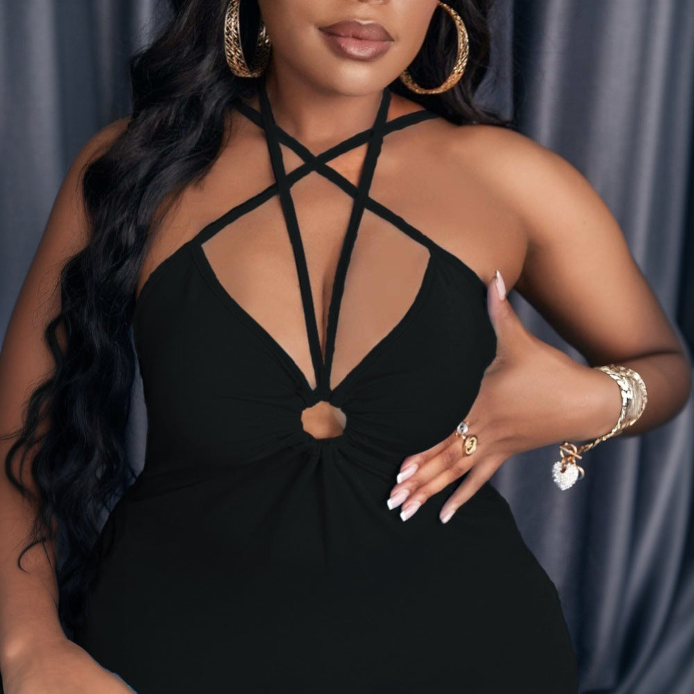 Dame elegant indpakningskjole med dyb V-udskæring og raffinerede stropdetaljer Stilla