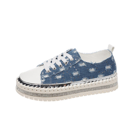 Dame mode sneakers med glitrende strass og tekstureret overdel Stilla