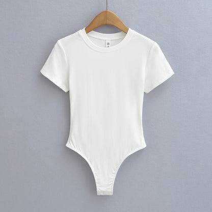 Dame figurnær Bodysuit i høj kvalitet rib-stof med kort ærme Stilla