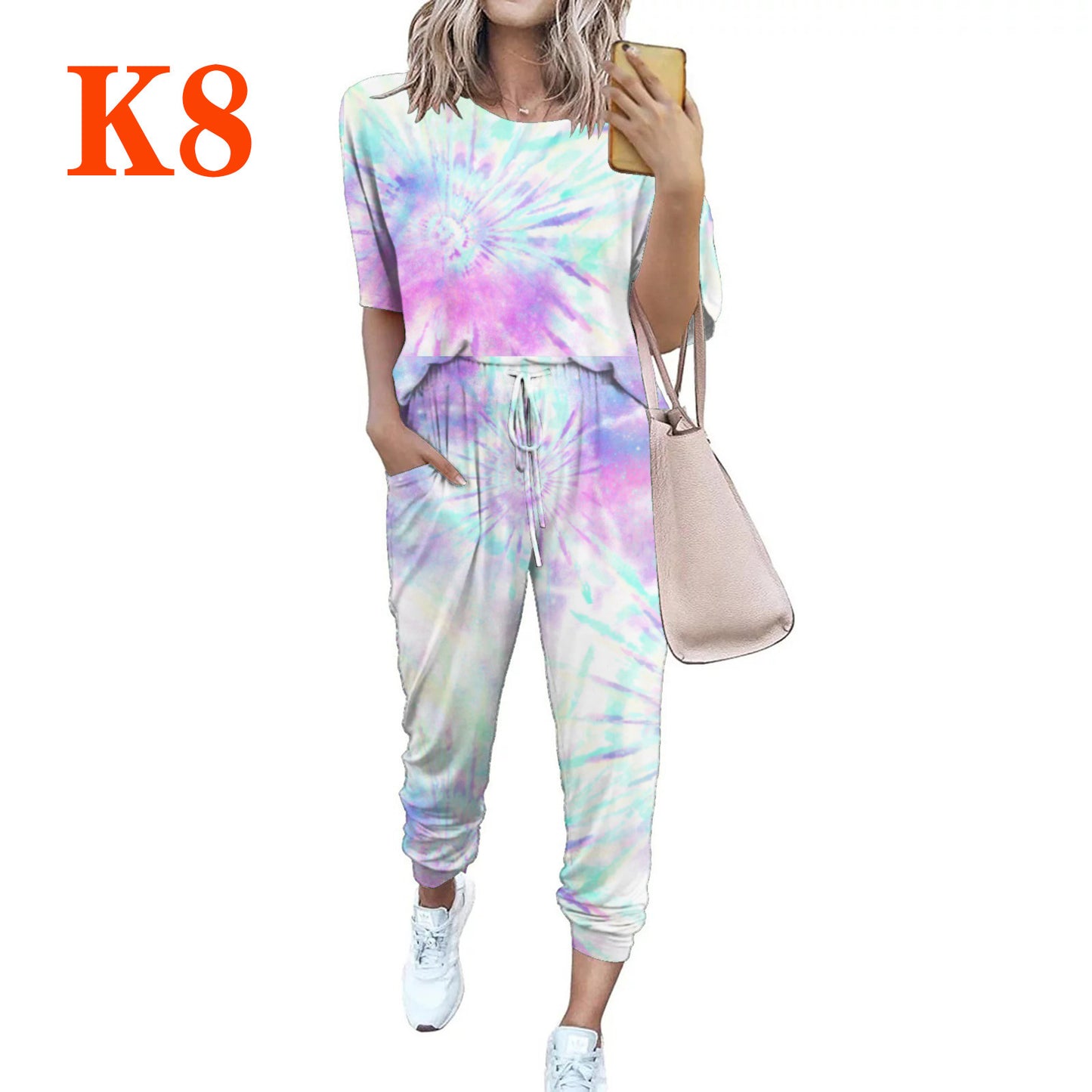 Dame afslappet jumpsuit med blomsterprint og elastisk bånd Stilla