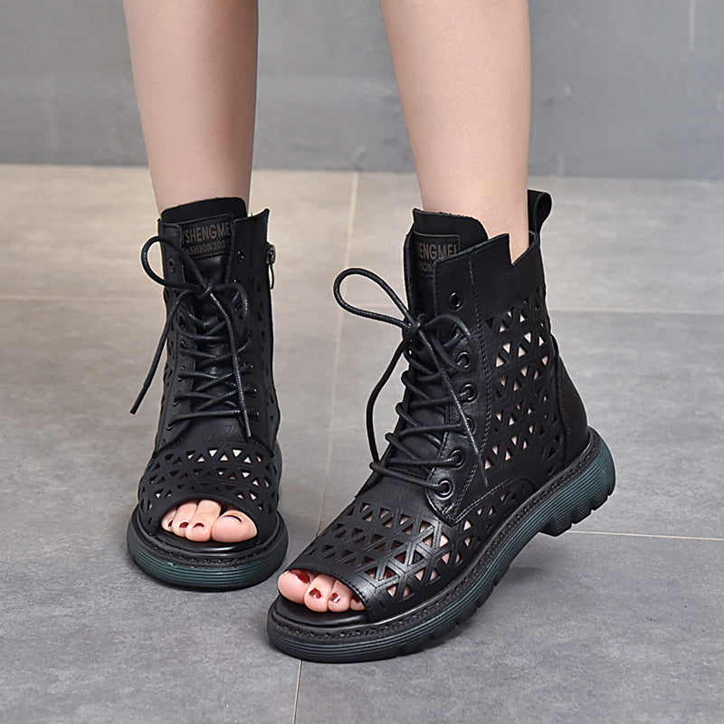 Dame Cut-Out Snøre støvler med åben tå område og innovativ gummisål Stilla