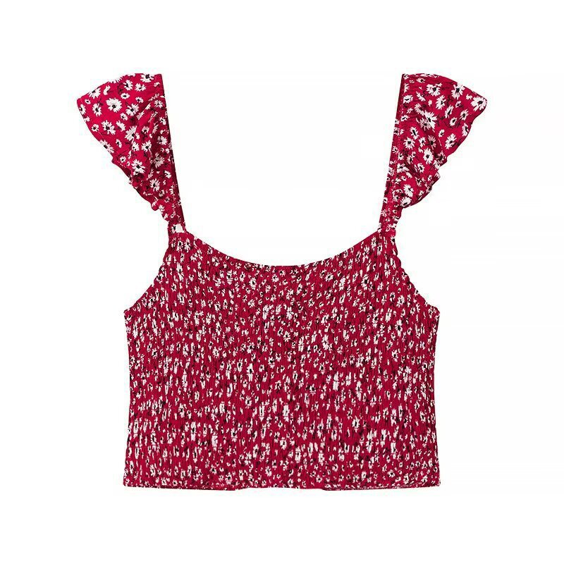 Dame Crop-top og Maxiskørt sæt med floral design Stilla