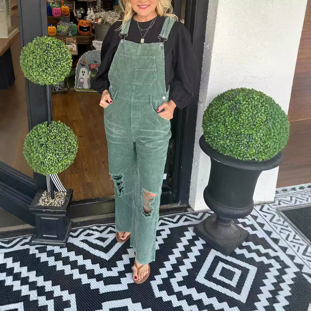 Dame overalls med brede ben og destroyed-detaljer Stilla