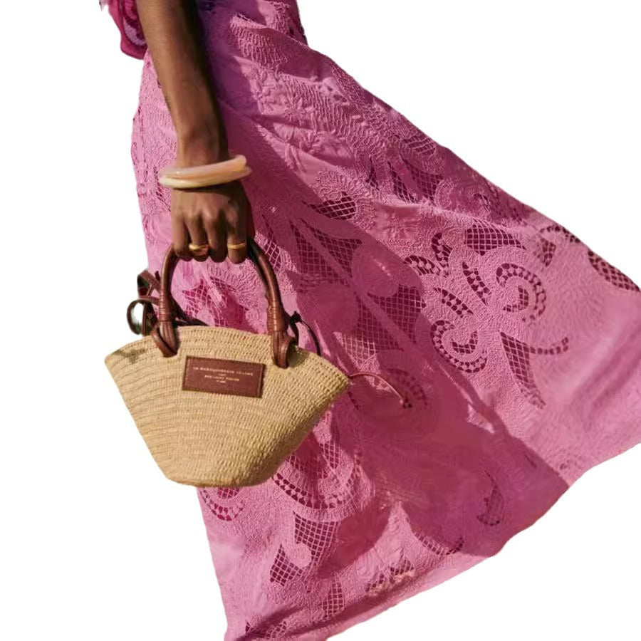 Dame Crop-Top og Maxiskørt Sæt med elegant Hæklemønster Stiila