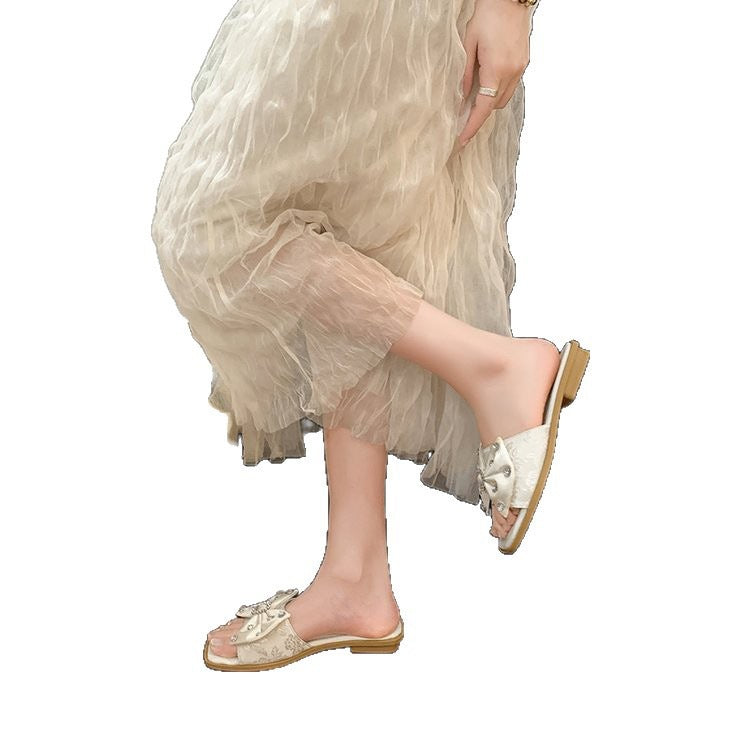 Dame Designer-sandaler med glamorøs sløjfedetalje og brusende strassdekorationer Stilla