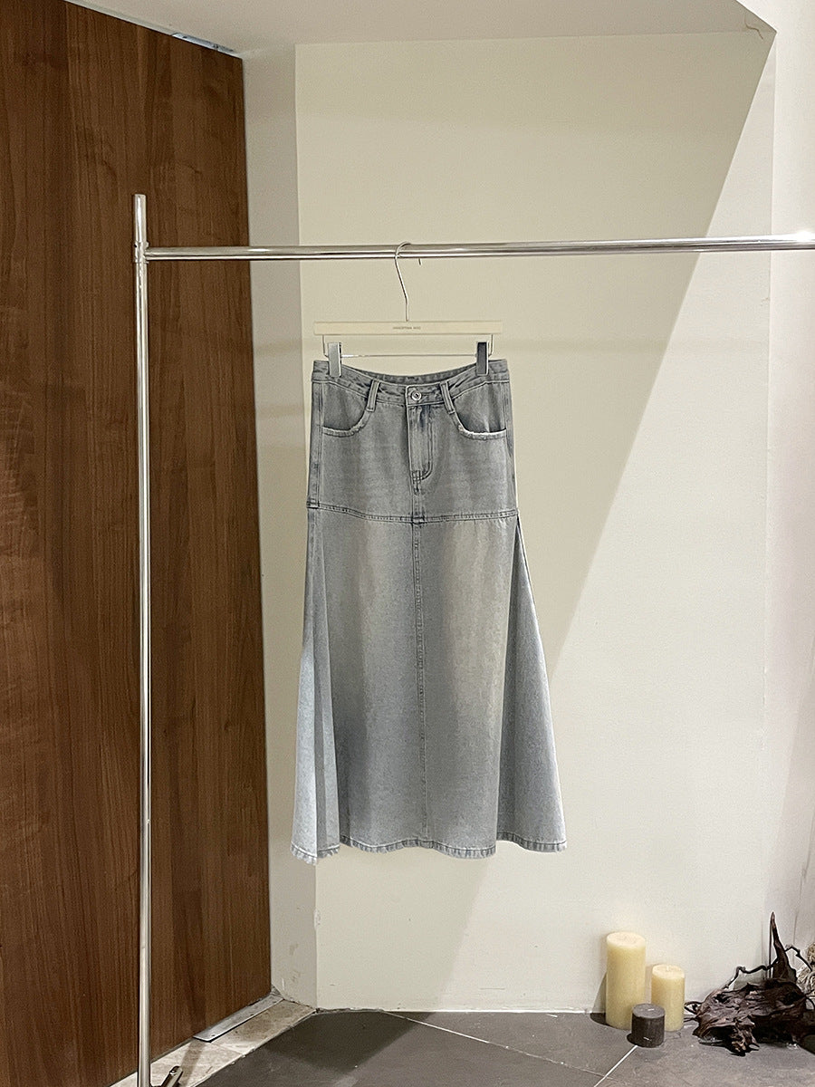 Dame A-linje denim-nederdel med kvalitetsvask og afslappet snit Stilla