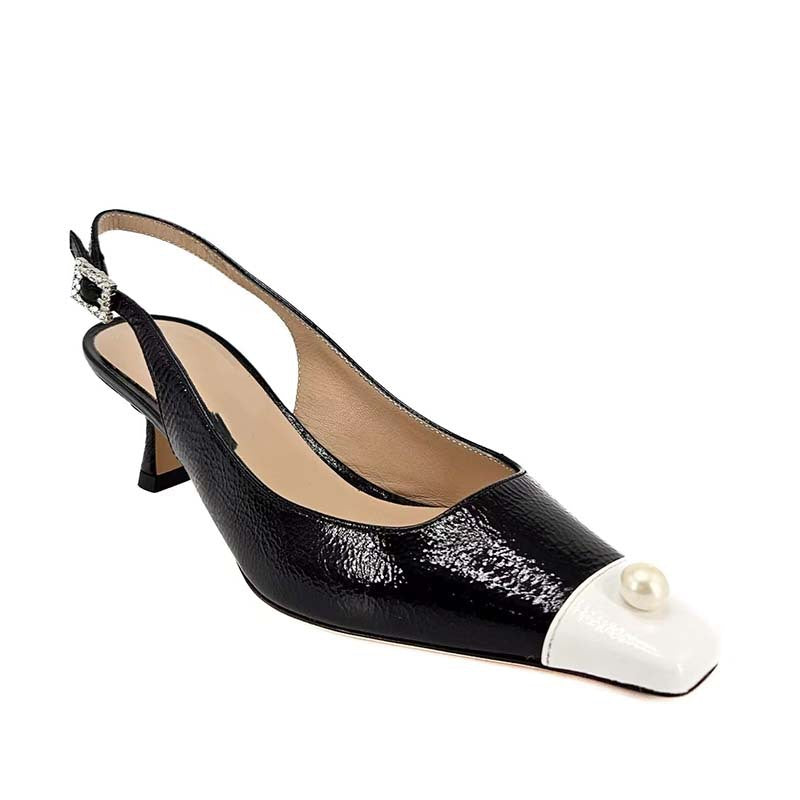 Femme Slingback Kitten Heel Pumps med perleaccenter Stilla