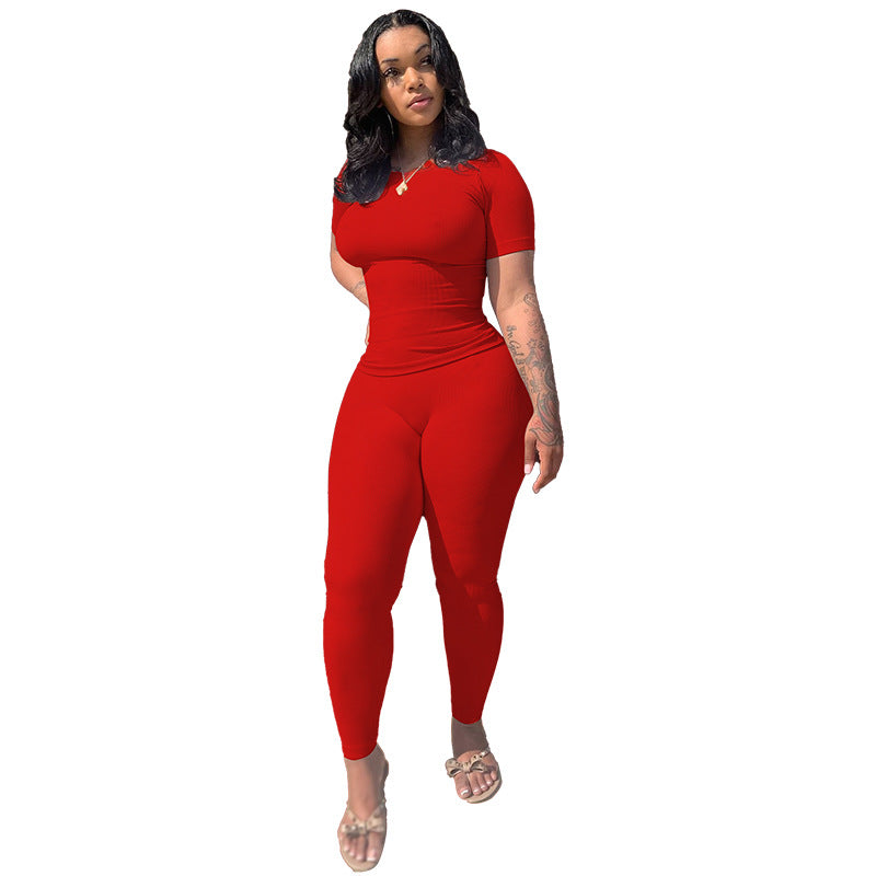 Dame figurstram Jumpsuit med korte ærmer og høj talje Stilla