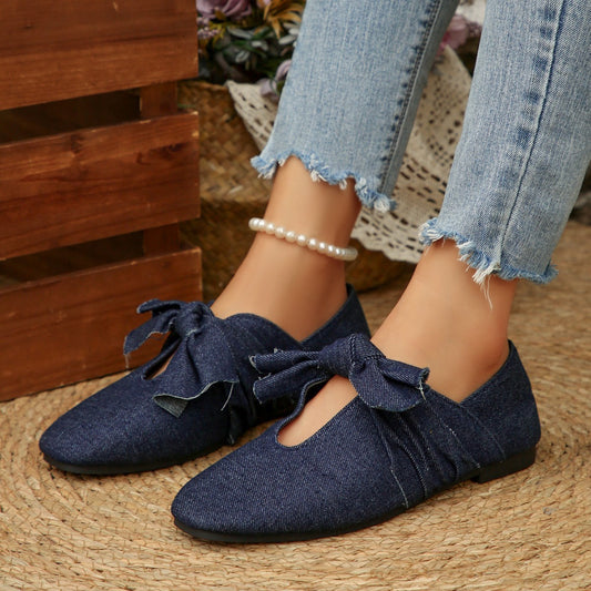 Dame Denim Ballerinas med Sløjfedetalje Stilla
