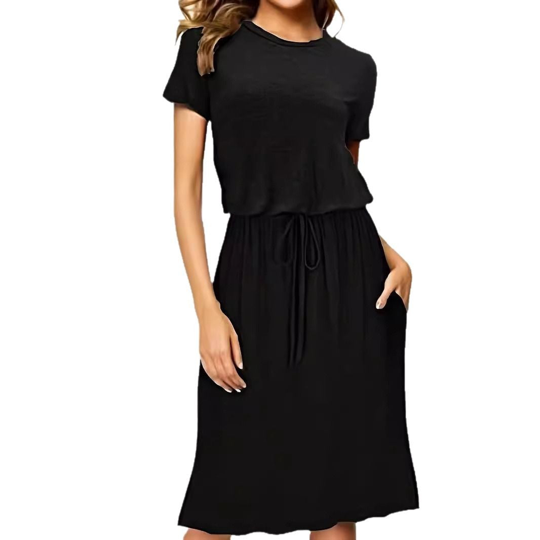 Dame afslappet kjole med elastisk talje og lommer Stilla