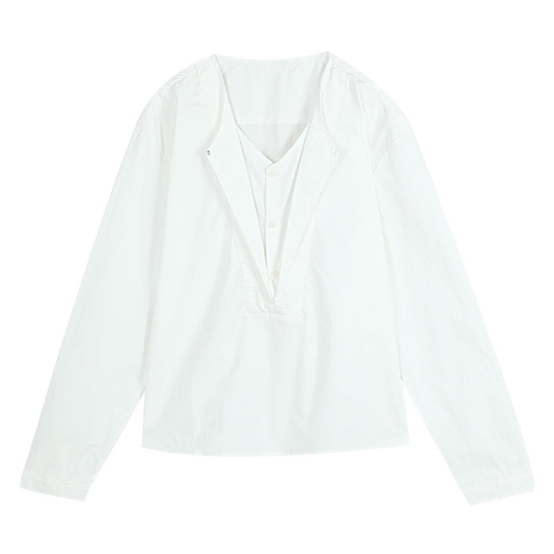 Dame afslappet langærmet skjorte med struktureret udskæring og knapdetaljer Stilla