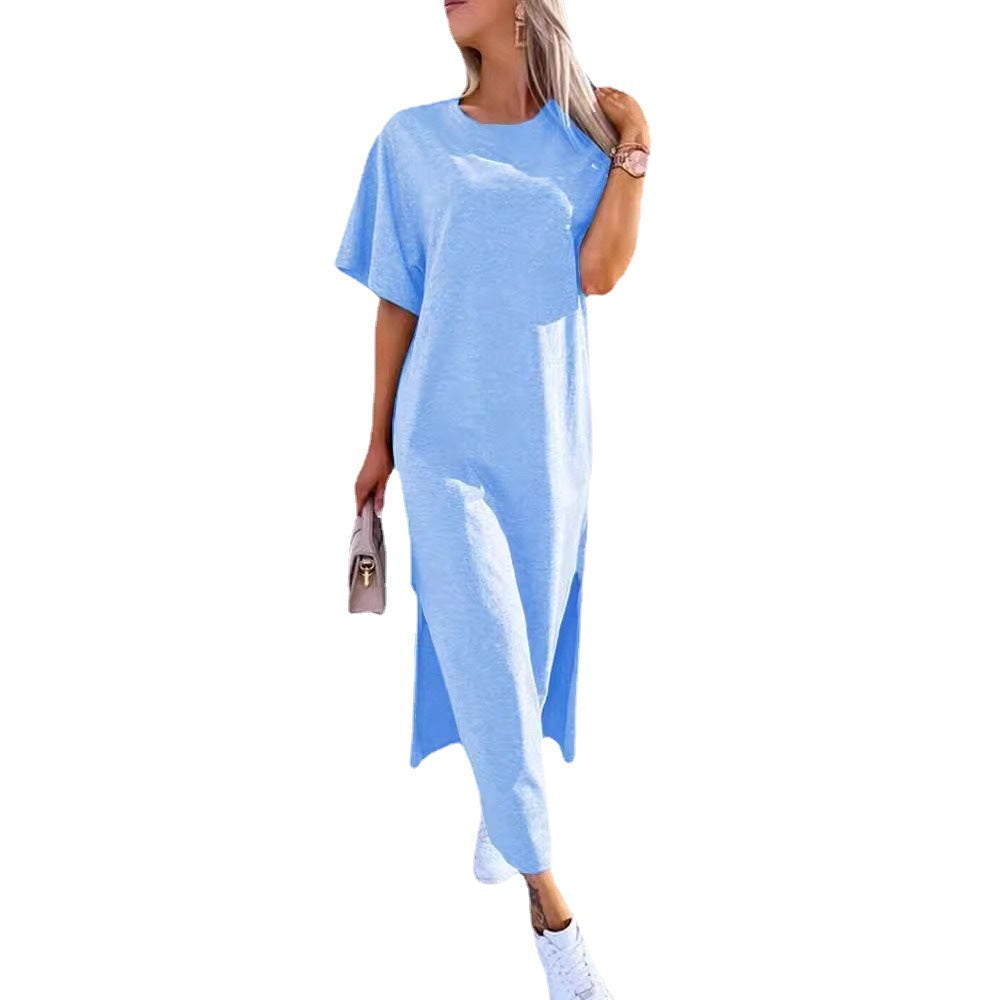 Dame afslappet midikjole med sidelsskilt Stilla