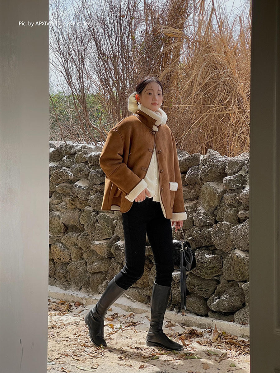 Dame elegant jakke med blødt inderfor og klassisk krave Stilla