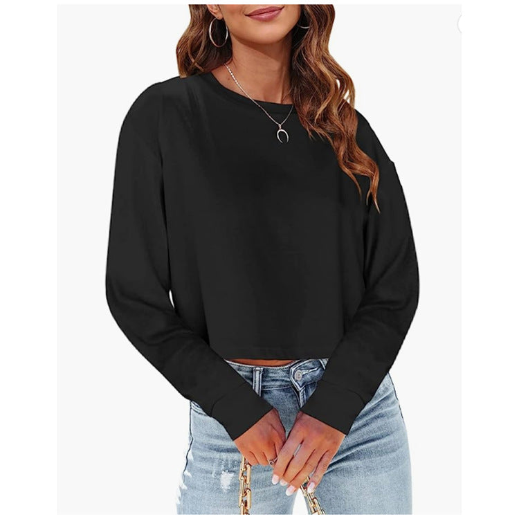 Dame Cropped Langærmet T-shirt med Pufærmer Stilla