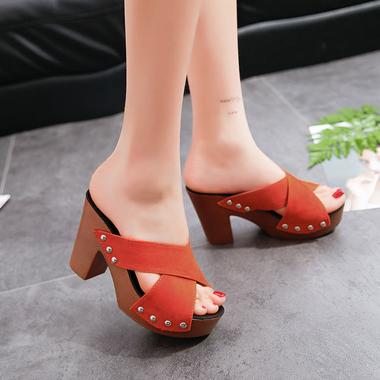 Dame Trendy Platform-Badedragter med Krydsbånd-Design Stilla