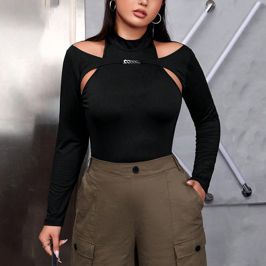 Dame Cut-Out Body med høj krave og raffinerede detaljer Stilla