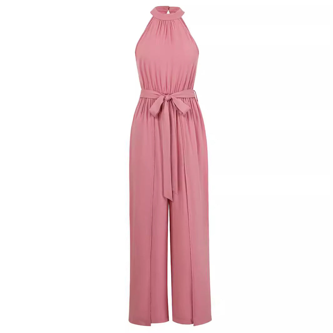 Dame Højhalset Jumpsuit med elegant spalte design Stilla