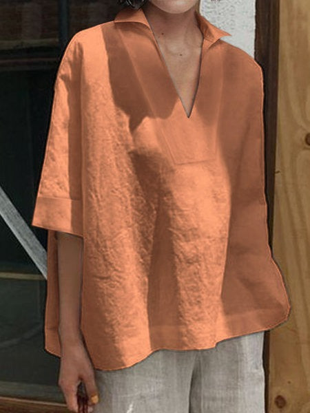 Dame Oversized Bluse med moderne V-udskæring og afslappet snit Stilla
