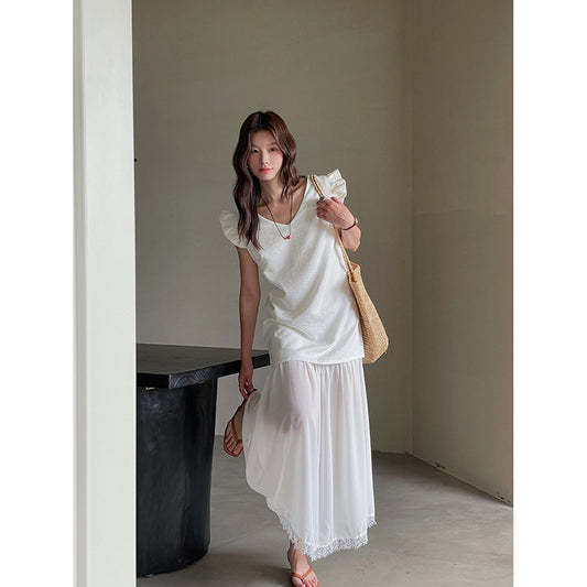 Dame afslappet kjole med flæseærmer og flydende nederdel Stilla